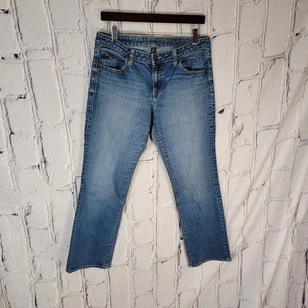 GAP‎ Premium Curvy Straight Leg Jean Medium Wash Denim Stretch SZ 12/31r